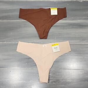 Jenni Alfani Thong Underwear Panties Size Medium 2‎ Pair Brown Beige